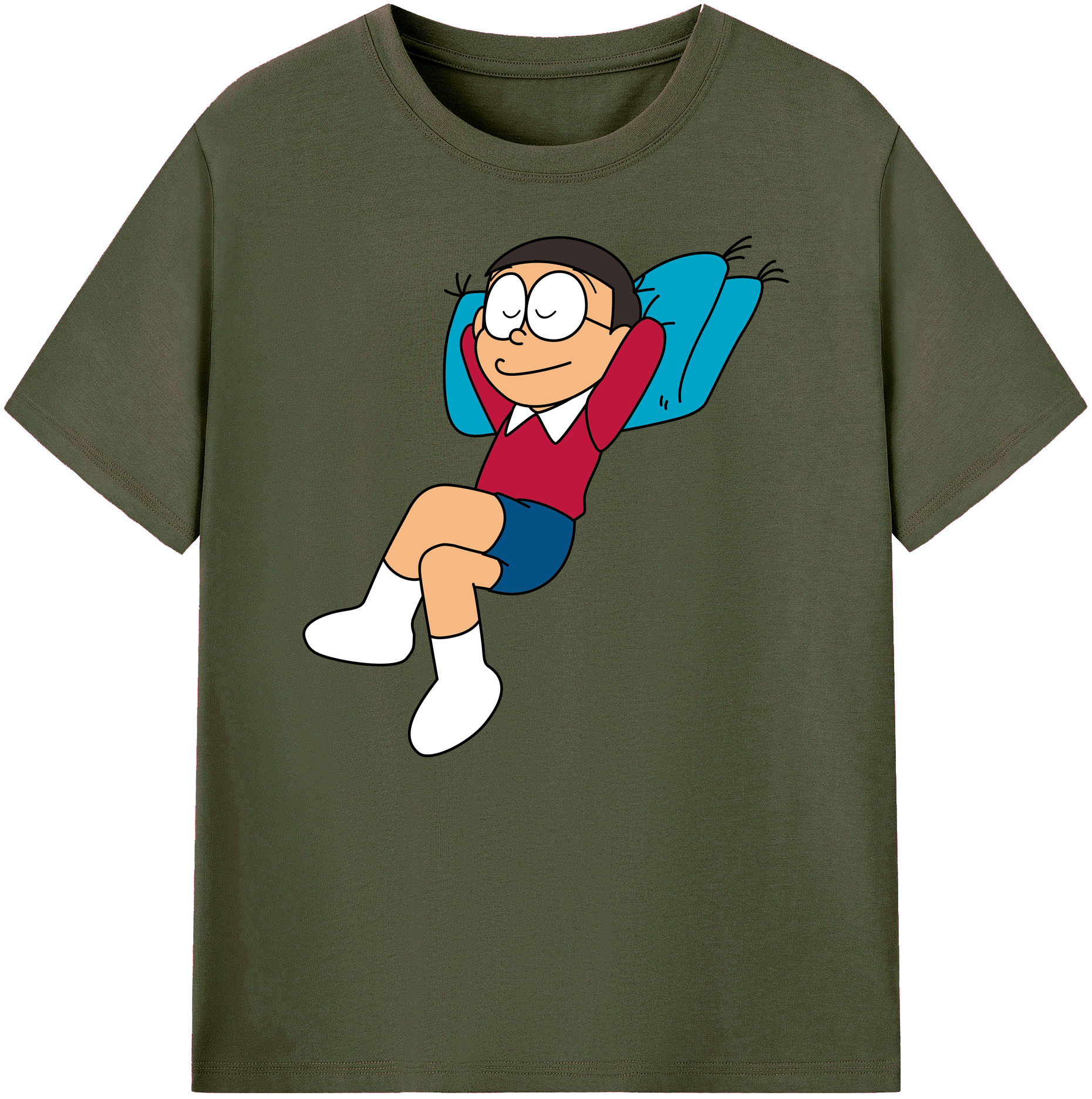 （画像用） ドラえもん 野比 のび太 Doraemon Nobita Nobi 綿100％ メンズ半袖Tシャツ｜肌触りやわらか＆通気性